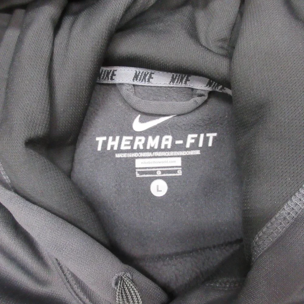 NIKE THERMA-FIT HOODIE SWEATSHIRT POLYESTER GRAY Sz LARGE, L